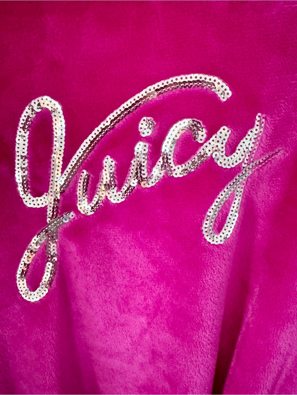 Juicy Couture Hot Pink Plush Velour Robe with Sequined Back Logo NWOT 1X - Picture 7 of 10